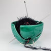 Emerald green yarn bowl leaves