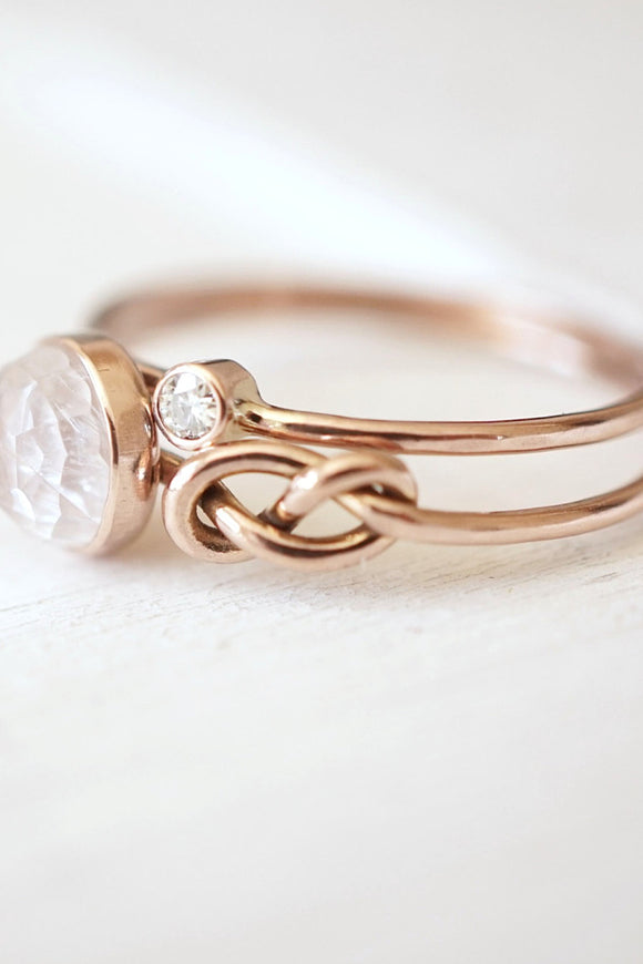 Infinity knot ring engagement ring