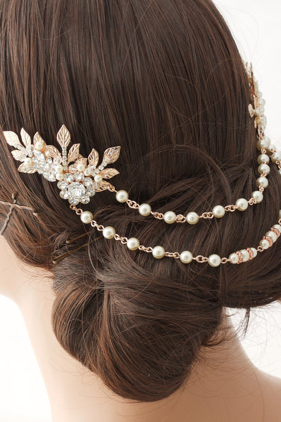 Hair chain wedding pearl