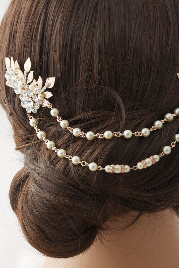 Hair chain wedding pearl