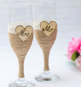 Wedding glasses champagne flutes
